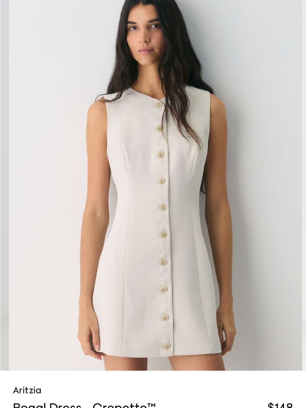 Aritzia Cream Button-Front Mini Dress